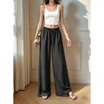 thumbnail image 6 of Women'S Elastic Waist Drawstring Polka Dot Print Casual Wide Leg Long Pants Black XXL, 6 of 8