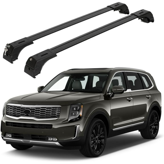 ERKUL Roof Rack Cross Bars for Kia Telluride 2020-2024 EX, S, SX, SX-P | Fits Flush Roof Rails | Black