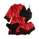 thumbnail image 1 of Gibobby Conjunto de pijama Conjunto de pijama largo para mujer, lencería de noche de seda con tapeta, camisetas y pantalones cortos para mujer, ropa de dormir informal(Rojo,CH), 1 of 4