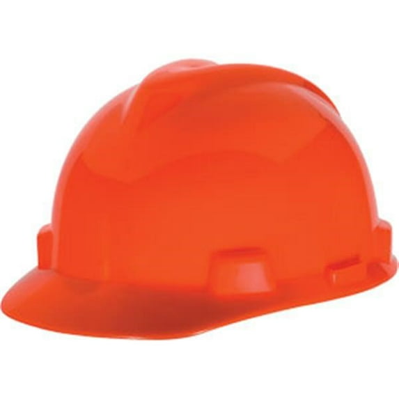 MSA V-Gard Standard Slotted Cap w/ Fas-Trac Suspension, Hi-Vis Orange (4 Units)