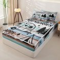 thumbnail image 3 of Manfei Kawaii Camper Zipper Twin Comforter Sets with Fitted Sheet and 2 Pillowcases,Cartoon Adventure RV Accessories Zipper Bedding Set,Black Light Blue,Reversible, 3 of 7
