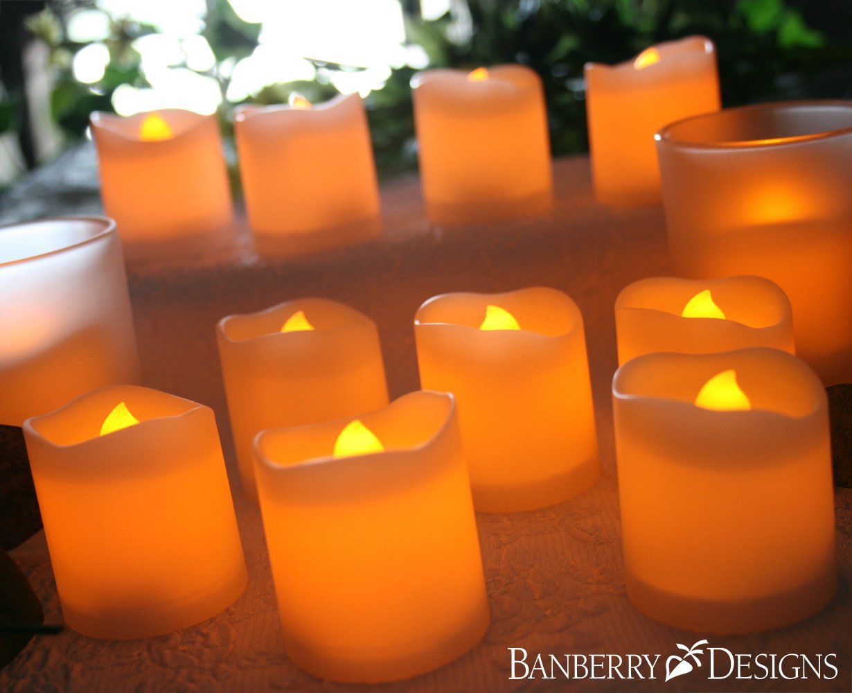 Led Lighted Flickering Flameless Candles Box Of 12 Wedding Led Lighted Flickering Flameless Candles Box Of 12 Wedding Decorations White Faux Candle Set Centerpieces By Banberry Designs