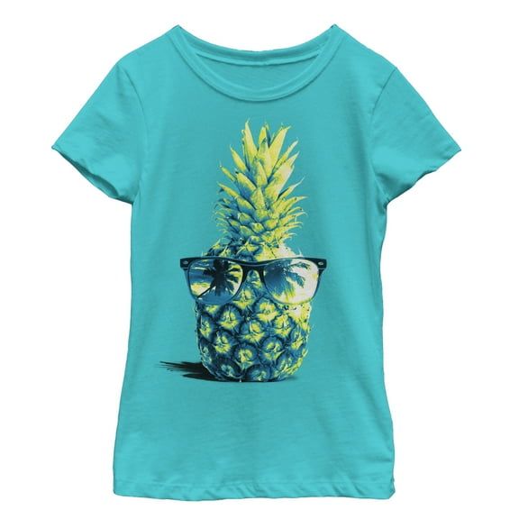 Girl's Lost Gods Pineapple Sunglasses  Graphic Tee Tahiti Blue Large