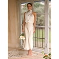 thumbnail image 3 of Women'S 2025 Summer Satin Dress Elegant Sleeveless Mock Neck Cocktail Party Maxi Dresses  XL, 3 of 5