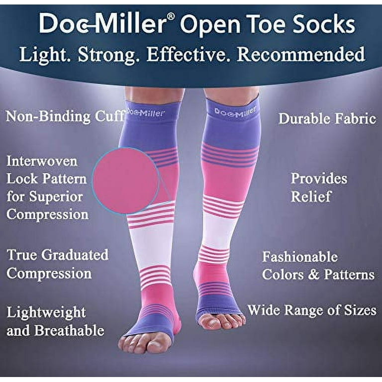Doc Miller Open Toe Compression Socks Women and Men 20-30mmHg