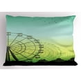 thumbnail image 1 of Ferris Wheel Pillow Sham, Silhouette Enourmous Ferris Wheels with Cars Image Urban Recreation Area Theme, Decorative Standard Queen Size Printed Pillowcase, 30 X 20 Inches, Multicolor, by Ambesonne, 1 of 2