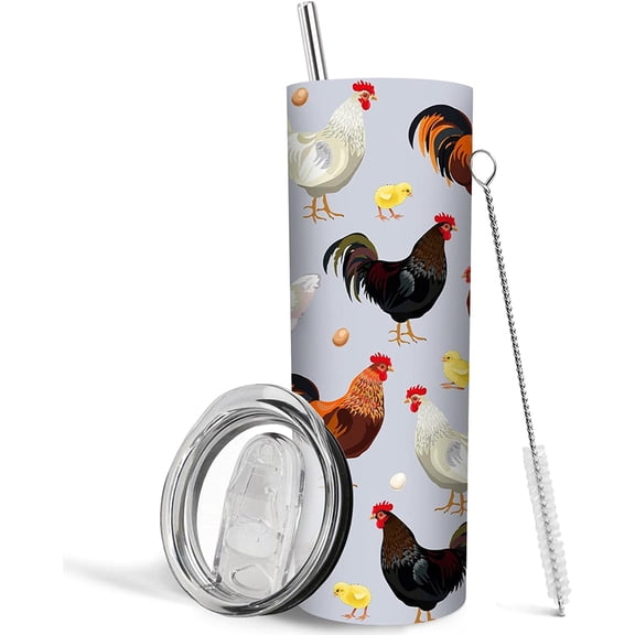 Chicken Gifts for Chicken Lovers, Chicken Tumbler, Chicken Mug, Chicken Coffee Mug, Chicken Cup, Chicken Gift, Chicken Themed Gifts, Chicken Lover Gifts, 20oz Chicken Breed Tumbler with Straw
