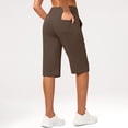 thumbnail image 4 of Siminsem Women's Bermuda Long Shorts 9“ High Waisted Knee Length Shorts with Pockets for Women Elastic Waist Loose Fit Walking Athletic Workout Summer Casual, Coffee,XL, 4 of 8