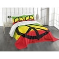 thumbnail image 3 of Ambesonne Rasta Quilted Bedspread Set 3 Pcs, Grunge Hippie Peace Sign, King Size, Yellow Black, 3 of 5