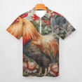 thumbnail image 3 of Colorful Rooster Print Men Zipper T-shirt Summer Casual Short Sleeve T-shirt Top, 3 of 7