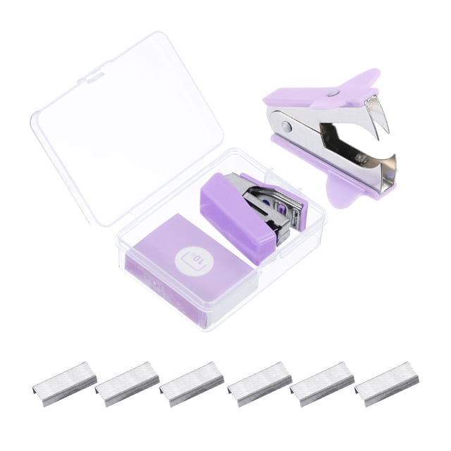 Juego de grapadora Uxcell con grapas, removedor de grapas portátil Claw, grapadora sin esfuerzo, púrpura