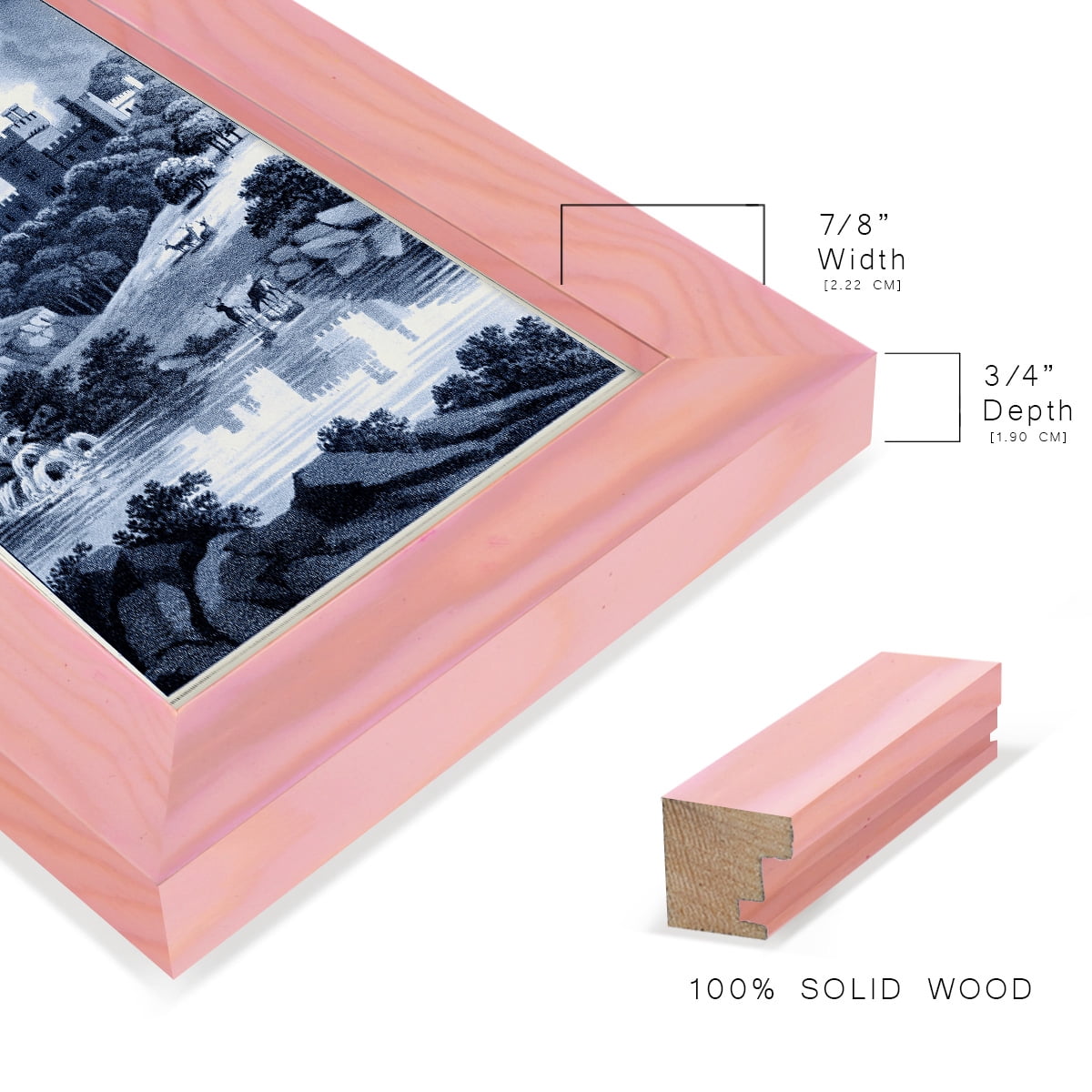 Estate View II -Framed Print w/glass-Sunset Pink