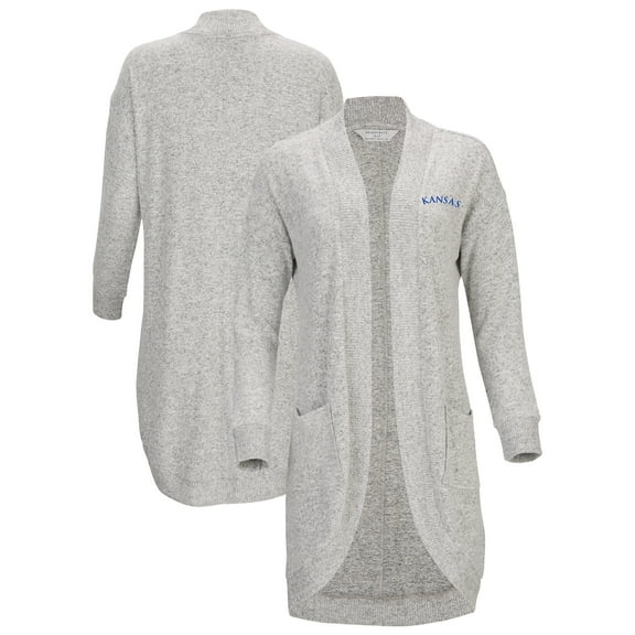 Women's Gray Kansas Jayhawks Oversized Cuddle Tri-Blend Cardigan