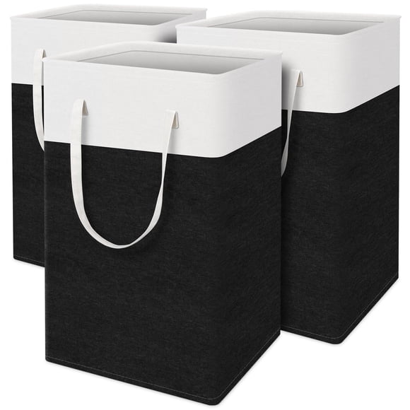 Cesta de lavandería TasticTotes, paquete de 3 unidades, 75 L, impermeable, negra