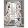 thumbnail image 4 of Colorful Flowers Sheer Curtains 96 Inch Length 2 Panels Set, Pastoral Floral Colorful Birds Voile Window Treatment Semi Sheer Long Curtains Drapes for Bedroom/Living Room/Kitchen 52"x96"x2, 4 of 7