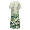 thumbnail image 4 of Oplxuo Casual Dress for Women Flowy V Neck Short Sleeve Floral Maxi Dresses Lightweight Summer Beach Vacation Clothes, 4 of 4