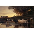 thumbnail image 3 of Johann Rudolf Koller 24x17 Black Modern Framed Museum Art Print Titled - Cows at the Watering Place (1868), 3 of 5