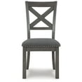 thumbnail image 2 of Fia 20 Inch Gray Wood Dining Chair, Set of 2, Crossed Backrest, Padded Seat, 2 of 10