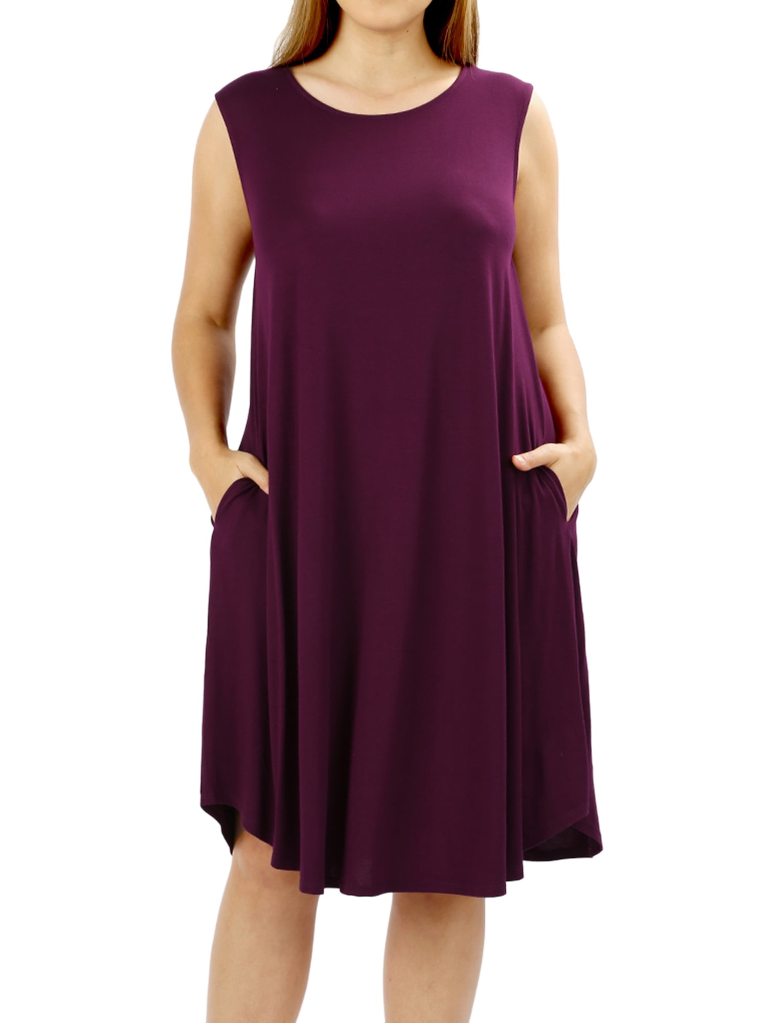 TheLovely Womens Sleeveless Round Neck Knee Length Tunic Swing Dress