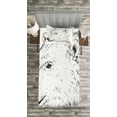 thumbnail image 3 of Ambesonne Animal Quilted Bedspread Set 2 Pcs, Polar Bear Face Sketchy, Twin Size, Charcoal Grey White, 3 of 3