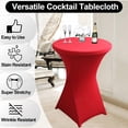 thumbnail image 4 of Cocktail Round Spandex Table Cover Four-Way Tight Fitted Stretch Tablecloth Table Cloth for Outdoor Party Banquet Vendor Wedding,red,red，G37779, 4 of 6