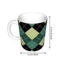 thumbnail image 2 of Yiaed Green Squares Print Ceramics Coffee,Large Handle Design,Extra Large Tea and Coffee Cup for Office and Home Mugs, 2 of 6