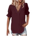 thumbnail image 4 of Cyber&Monday Deals Womens Blouses and Tops Dressy, Womens Ruffle Short Sleeve V Neck Chiffon Blouses Tops Summer Casual Loose Shirt Tops Cute Tunics Tee, 4 of 8