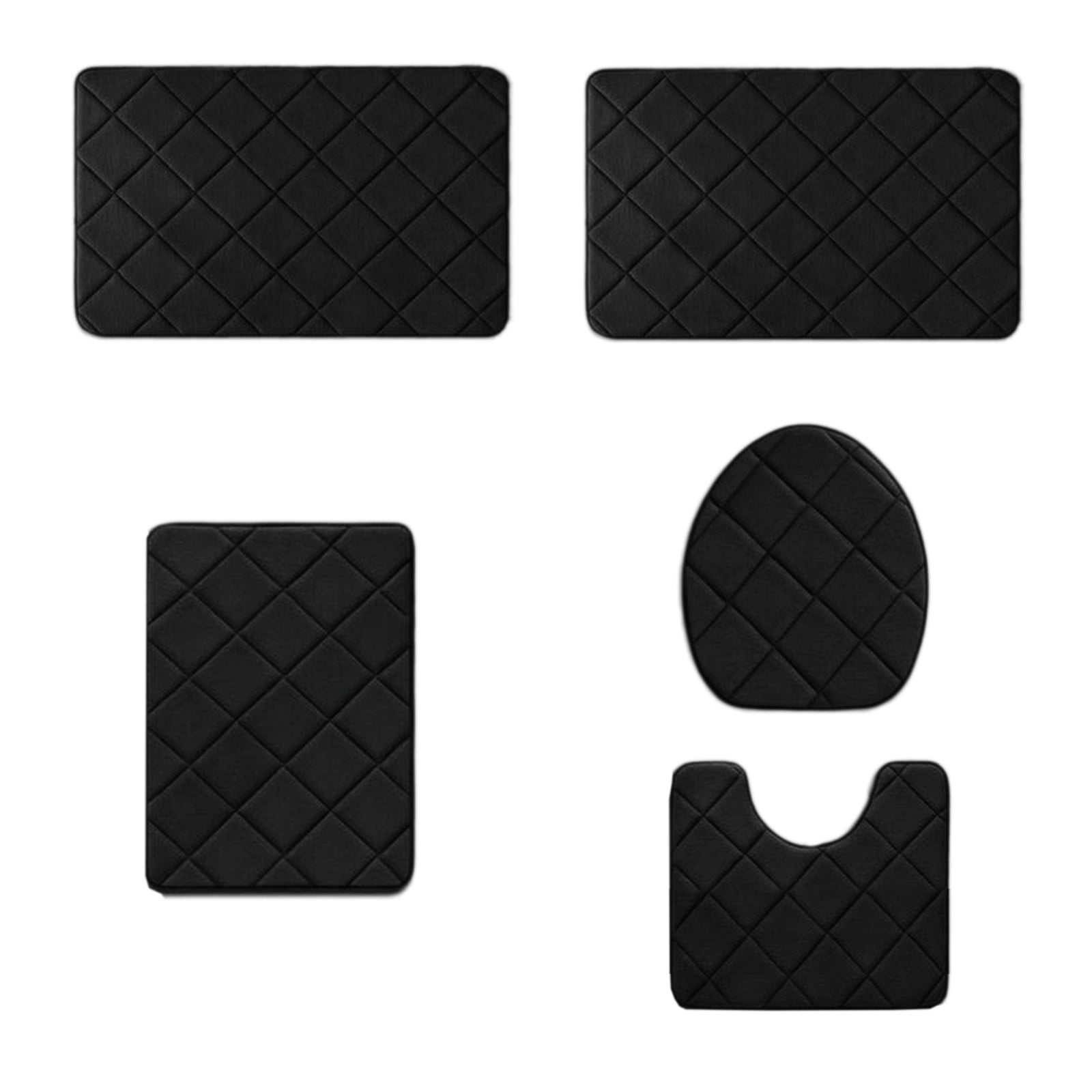 5-Piece Foam Bath Mat Set, Soft Water Absorbent Non-Slip Bathroom Rugs for Shower Toilet Bath, Thick Comfortable Floor Mats for Home Spa Relaxation, Washable Quick Drying for Bathroom or Guest Room