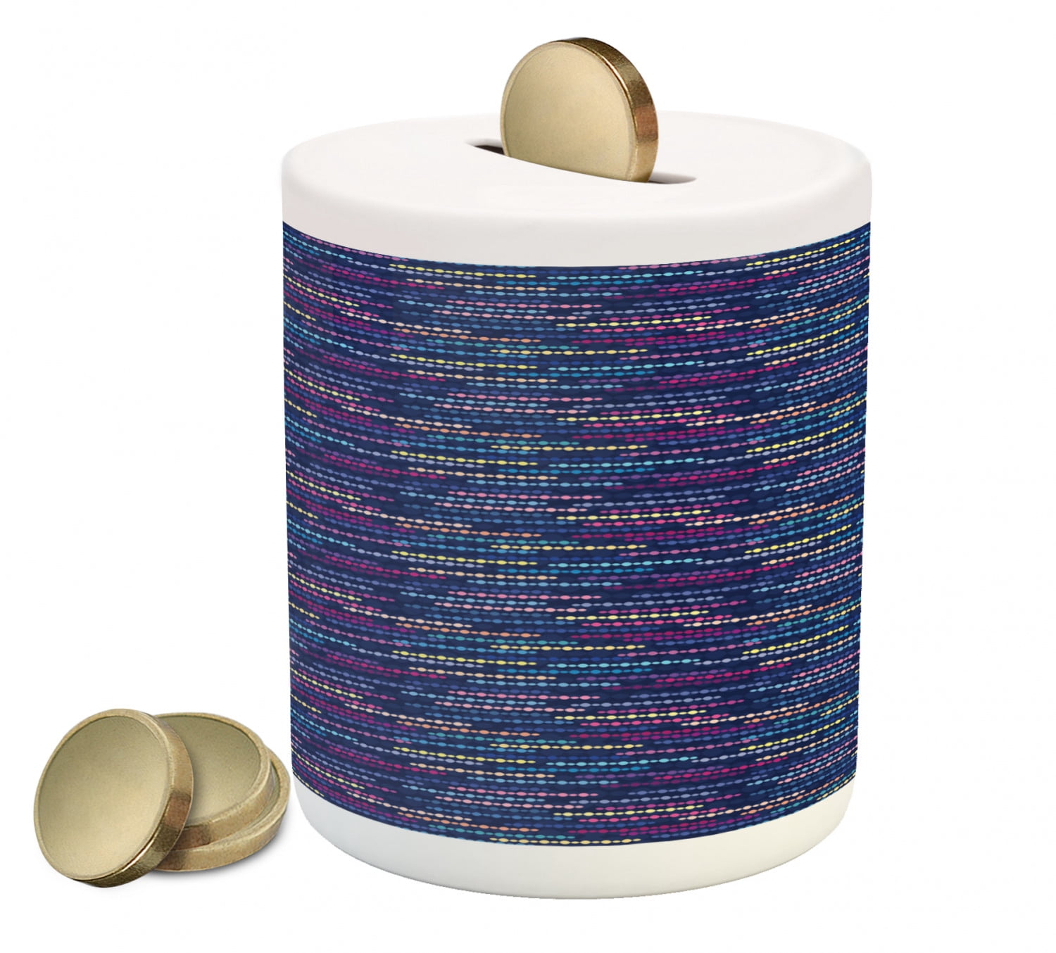 Colorful Piggy Bank, Geometric Circular Composition on a Dark Toned ...