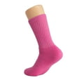 thumbnail image 2 of Solid Cotton Cushion Crew Socks for Women and Men Hot Pink 6 Pairs Size 9-11, 2 of 9