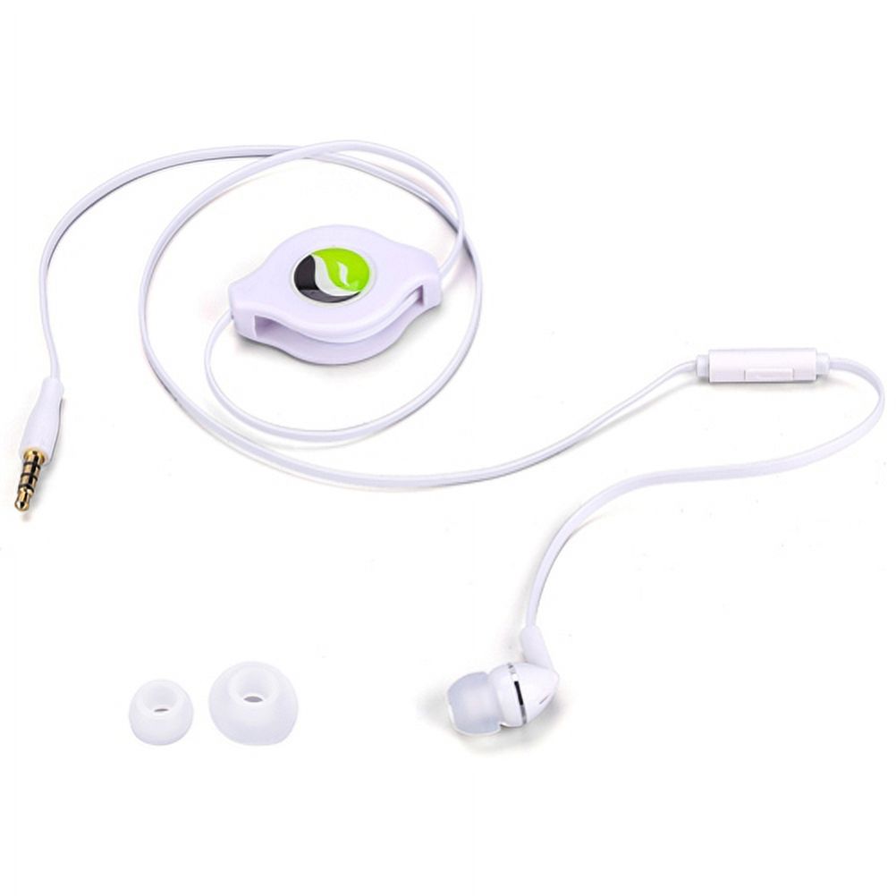 Premium Retractable Headset MONO Hands-free Earphone Mic Single Earbud Headphone Earpiece Wired 3.5mm White V2J for Samsung Galaxy S8 active - ZTE Axon 7 Mini, Blade Force - image 3 of 6