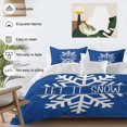 thumbnail image 3 of Hello Winter Bedding Duvet Cover Set Full Size 4 Pieces Snowflake Dark Blue Soft Twill Plush Quilt Cover, Include 1 Duvet Cover 1 Flat Sheet And 2 Pillow, 3 of 7