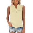 thumbnail image 6 of Yghzkop Summer Tops for Women 2025 Fashion Sleeveless Cotton Linen Shirt Button V Neck Tunic Tank Top Casual Comfy Breathable Blouses Outfits, 6 of 9