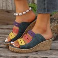 thumbnail image 5 of Women's New Summer Large Size Mixed Color Muffin Fish Mouth Wedge Sandals Sandals for Women Blue 43, 5 of 8
