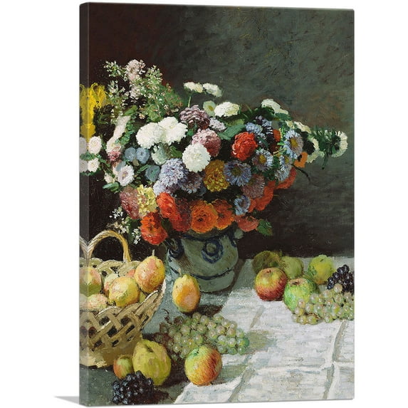 ARTCANVAS Flowers and Fruit 1869 Canvas Art Print by Claude Monet - Size: 40" x 26" (0.75" Deep)