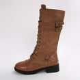 thumbnail image 7 of Women Riding Boots, Mid Calf Combat Boots, Winter Lace Up Gothic Motorcycle Boot with Inside Zipper Non Slip Outsole, 7 of 7