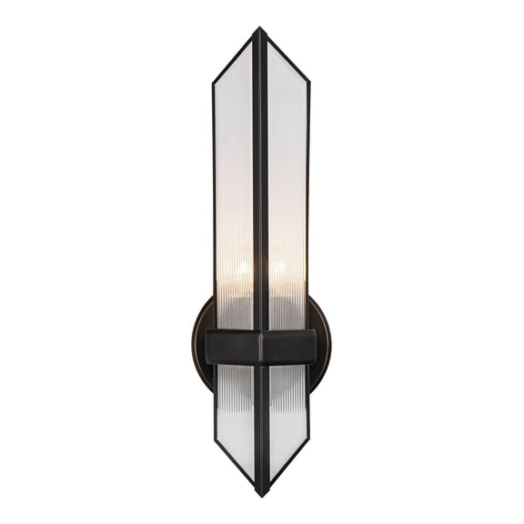Alora Lighting Wv332904 Cairo 16" Tall Wall Sconce - Urban Bronze / Clear Ribbed Glass