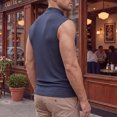 thumbnail image 6 of XFeng Men's Ribbed Sleeveless Henley Tank Top, Stand Collar Casual Muscle Shirt, 6 of 7