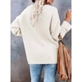 thumbnail image 4 of Women'S Oversized Sweaters Batwing Long Sleeve Loose V Neck Button Henley Tops Pullover Knit Jumper Cream White L, 4 of 6
