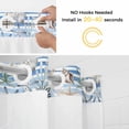 thumbnail image 5 of Summer Marine Creature No Hook Shower Curtain with Snap in Liner, Waterproof Fabric Shower Curtains, Ocean Starfish Coral Conch Blue Stripe Shower Curtain Set Top See Through for Bathroom 54"x78", 5 of 8