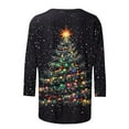 thumbnail image 4 of Tops for Women Christmas Print 3/4 Sleeve Round Neck Three Quarter Sleeve Loose T-shirt,Womens Tops Plus Size Multicolor XXL, 4 of 5