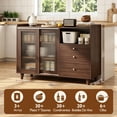 thumbnail image 2 of para Cocina, Armario de Cocina, Gabinete de Almacenamiento con 2 Puertas y 3 Cajones, Mueble Aparador para Sala de Estar, Comedor, 100 * 92 * 36cm (Marron Oscuro), 2 of 10