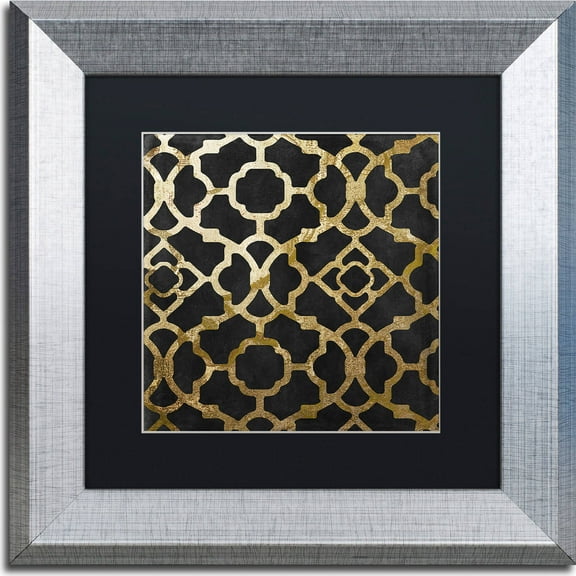 Trademark Fine Art "Moroccan Gold IV" Canvas Art by Color Bakery, Black Matte, Silver Frame