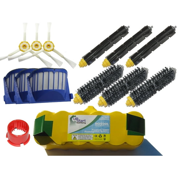 iRobot Roomba 650 Battery, Filters, Bristle Brushes, Beater Brushes , 3-Arm Brush and Tool - Kit Includes 1 Battery, 3 AeroVac Filters, 3 Bristle & 3 Beater Brushes , 3 3-Arm Brushes and 1 Tool