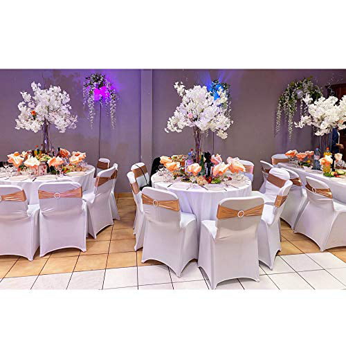 100x Spandex Stretch Chair Cover Sash Bow Wedding w Buckle Slider Sashes Purple 