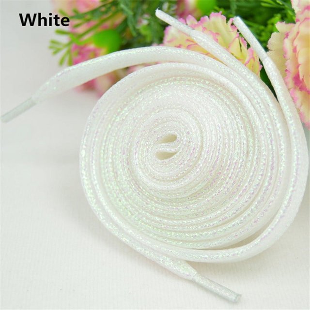 Flat Woven Polyester Shoelaces For Sneakers 1 cm Wide White 100 cm AW1505