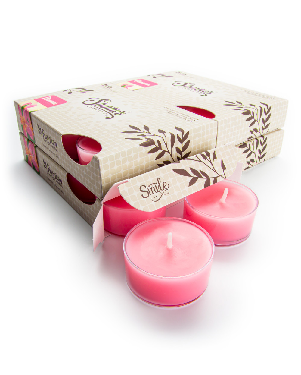 Pure Plumeria Tealight Candles Bulk Pack (24 Pink Highly Scented Tea