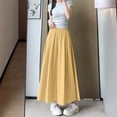 thumbnail image 4 of Women's Culottes Skirt Pants Textured Elastic High Waist A Line Flowy Maxi Skorts with Pockets Lightweight Casual Beach Wide Leg Trousers Yellow, 4 of 5