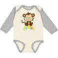 thumbnail image 3 of Inktastic Cute Monkey With Eyeglasses, Colorful Flowers Boys or Girls Long Sleeve Baby Bodysuit, 3 of 5