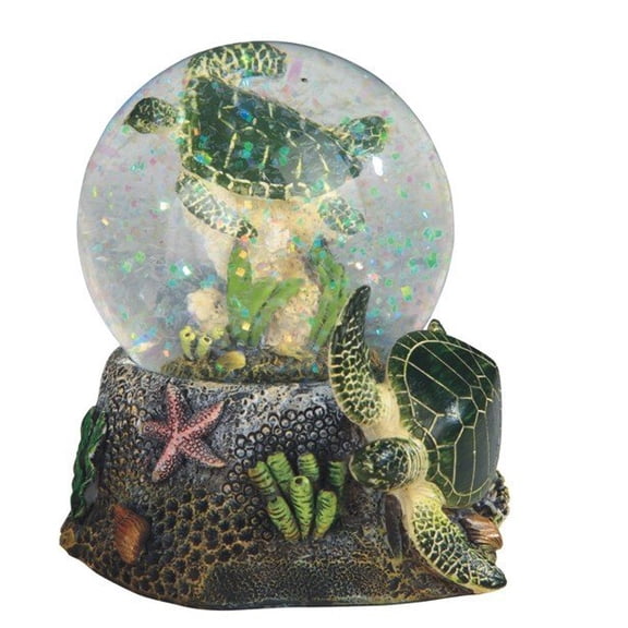 3.75 Inch Marine Life Snow Globe with Sea Turtle Statue Figurine